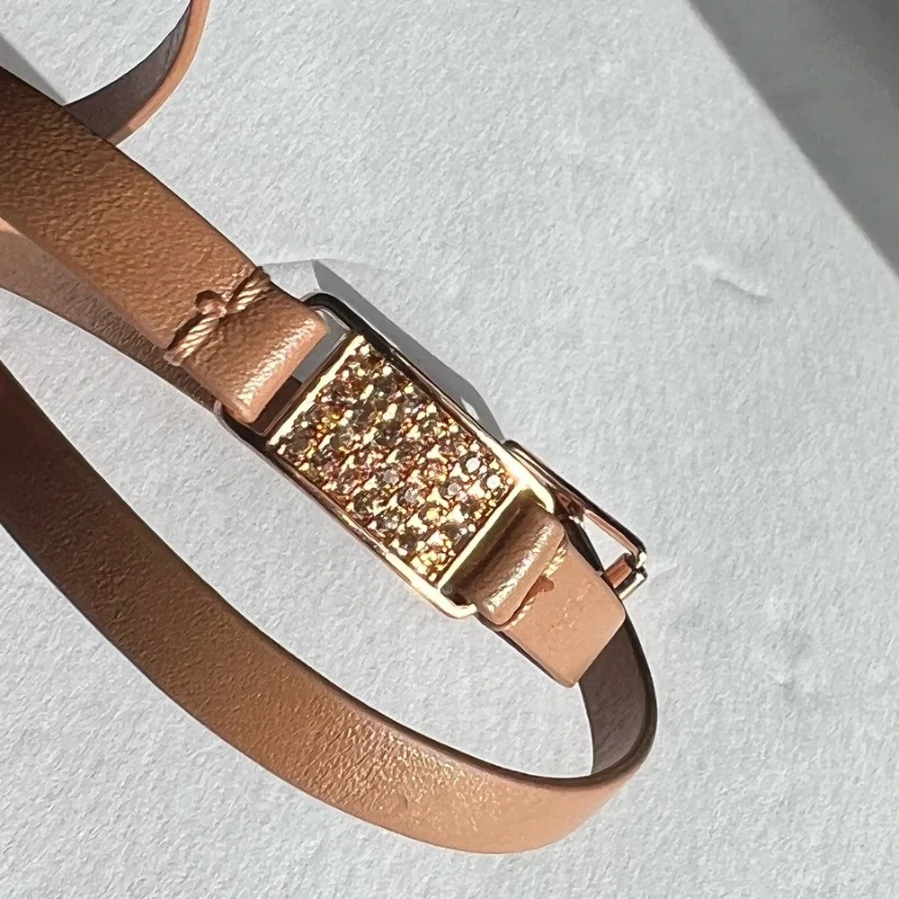 NWOT💍 Michael Kors Leather Double Wrap Bracelet Tan/Rose Gold